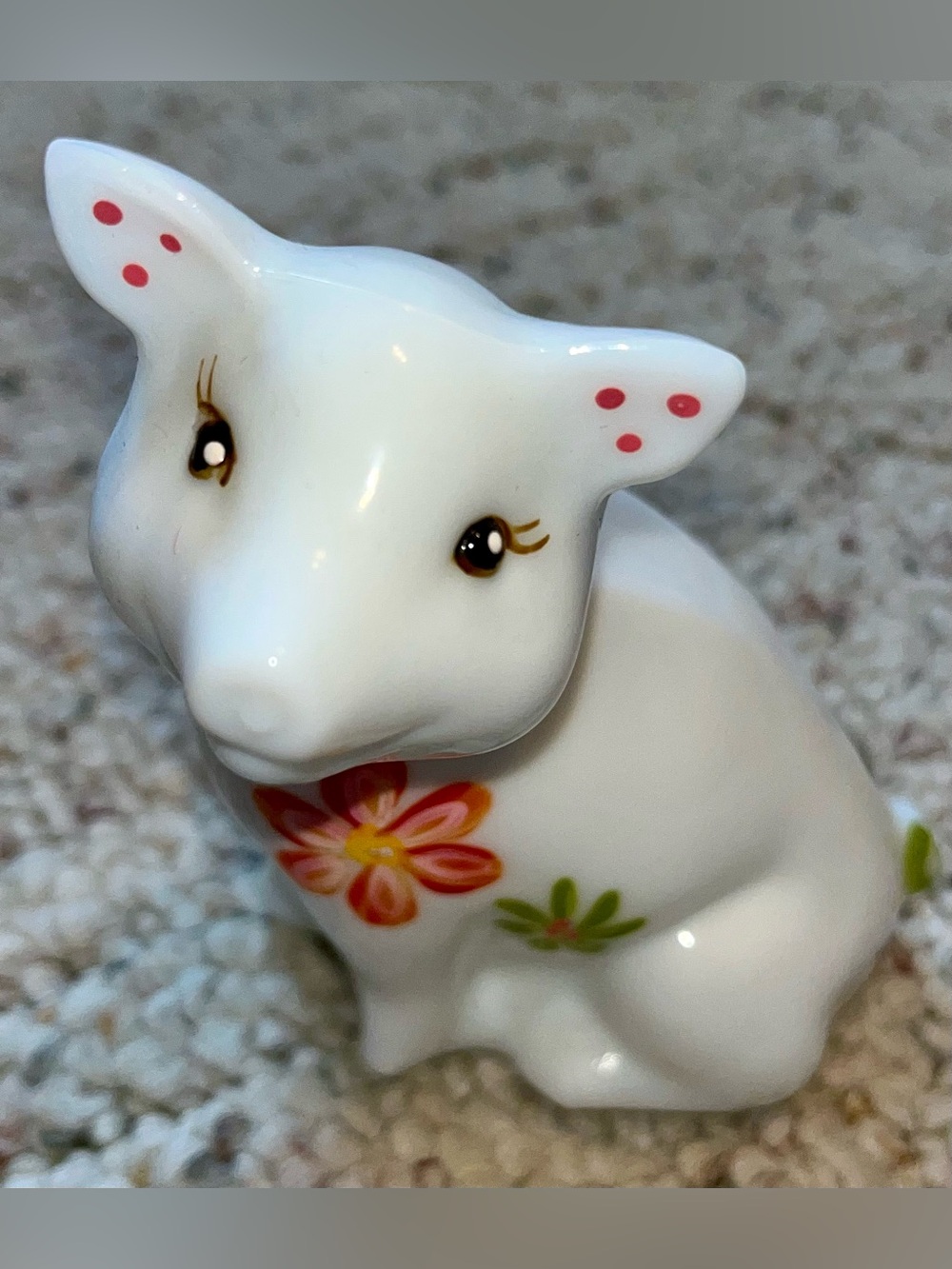 Fenton Milk Glass Baby Pig Figure Hand-painted by V.L. Anderson - NEW W/O BOX
